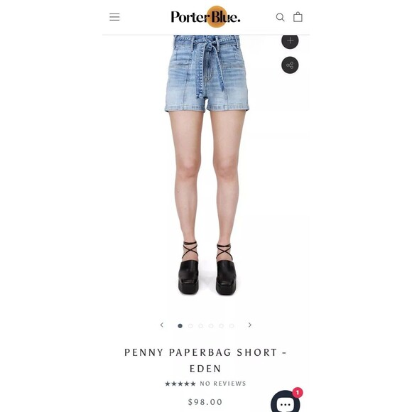 Porter Blue Jeans Penny Paperbag Shorts-Eden Belted High Rise Denim Women Sz 33 - Picture 3 of 13